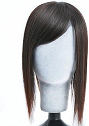 Moreal 100% Remy Human Hair 10x10cm Clip in Mono Topper Top Hairpiece Wiglet for Women with Thin Hair (12" Long, Side Bangs, Dark Brown)