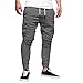 WOCACHI Mens Cargo Jogger Pants Twill Chino Drawstring Elastic Sports Trousers