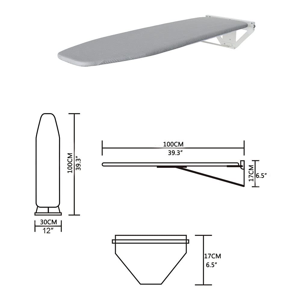 Wall-Mounted Ironing Boards 160° Swivel Space Saving Laundry Ironing Board 39.3