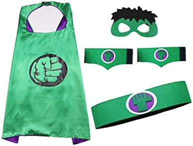2 Pack Cloak, Toddler Kids Halloween Birthday Costume Cape, Superhero Batman Mask/Waistband/Wrist Set Cloak
