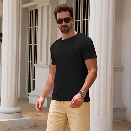 2 Boisouey+Mens+Henley+Shirts+Black