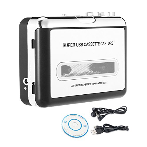 Cassette to MP3 Converter，Wikoo USB Cassette Converter Cassette Player with Earphone, Portable Cassette Converter Convert Tapes to Digital Version