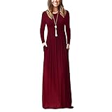 Jingying Women Long Sleeve Loose Plain Maxi Dresses Casual Long Dresses With Pockets