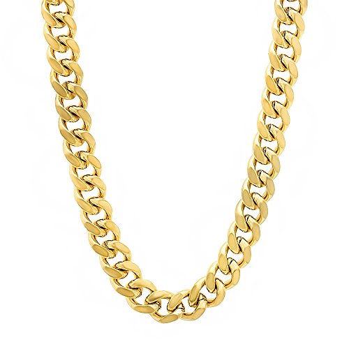 Men's 6mm 14k Gold Plated Miami Cuban Link Chain Necklace, 24