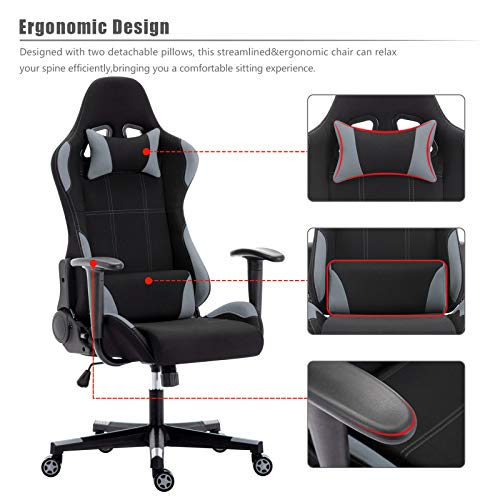 IntimaTe-WM-Heart-Silla-Gaming-Tela-Silla-Gamer-Ergonomica-Silla-con-Respaldo-Alto-Oficina-Silla-Computadora-Giratoria-Altura-Ajustable-y-Mecanismo-de-Inclinacion-Flexible-Gris