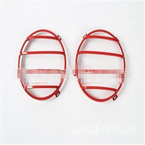 Bevis David Iron Head Light Guard Cover Red 4 Band Fit For Jeep Wrangler 2007-2016