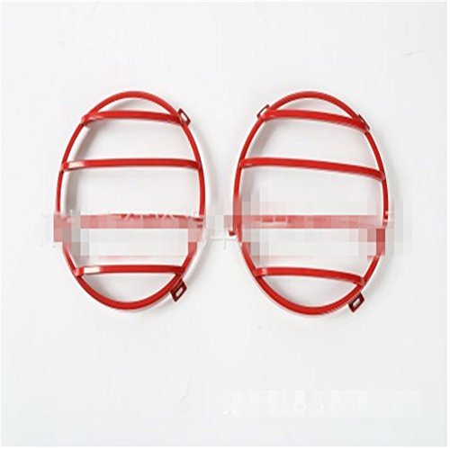 Bevis David Iron Head Light Guard Cover Red 4 Band Fit For Jeep Wrangler 2007-2016