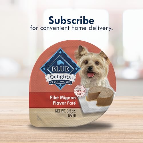 BLUE BUFFALO DELIGHTS NATURAL ADULT SMALL BREED WET DOG FOOD CUPS, PATE STYLE, FILET MIGNON FLAVOR IN SAVORY JUICE 3.5-OZ (PACK OF 12)