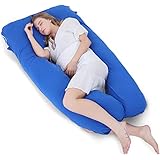 Meiz 60" Full Body Pregnancy Pillow, U Shaped Maternity Pillow for Pregnant Women and Back Pain Relief, with Washable Stretch Jersey Cover, Purplish Blue