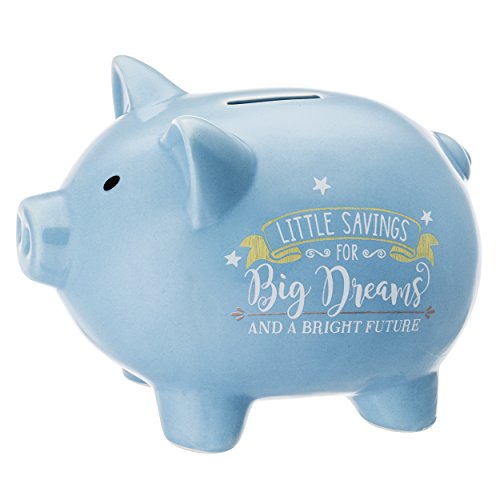 PRINZ Little Savings for Big Dreams Blue Piggy Bank