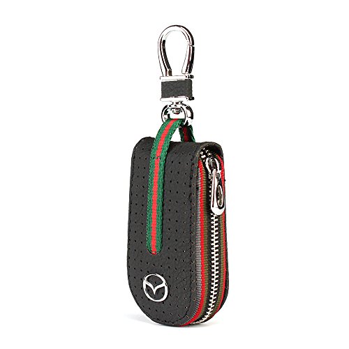 Leather Car Smart Key Chain Universal Key Holder Bag Black Zipper Case Cover Wallet Bag Shell Fob Ring (Mazada)