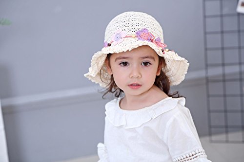 Children Kids Girl Floppy Sun Hat Wide Brim Baby Breathable Lace Cap Foldable Sunhat with Flower