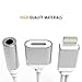 [Upgrade]Support iOS 10.3, 2 in 1 Lightning to 3.5mm Headphone Audio Adapter, Lightning to 3.5mm Audio Charge Earphone Jack Adapter Charging USB Cable for Apple iPhone 7 7 Plus 6S 6 iPod iPad(Silver)