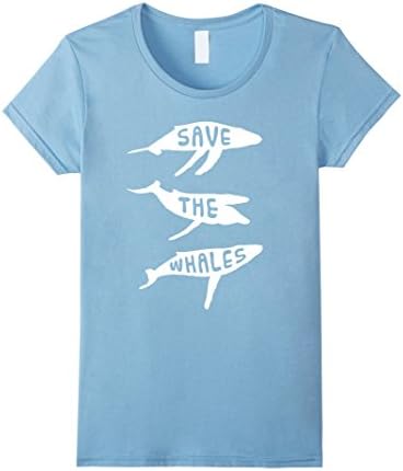 Womens Save The Whales Tee Shirt, Marine Animal Conservation Tee Medium Baby Blue
