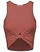 BEKDO Womens Solid Ribbed Jersey Trendy Racerback Crop Tank Top-M-Marsala