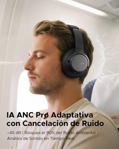 truefree Bluetooth 6.0 Wireless Headphones, Headphones with Active Noise Cancellation, On-Ear Headband, 125H Autonomy, Fast Charging, EQ Customizable via App, Multipoint Connection