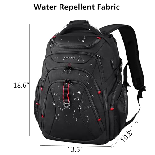 KROSER Travel Laptop Backpack Heavy Duty Computer Backpack with Hard Shell Saferoom RFID Pockets Water-Repellent Business College Daypack Stylish School Laptop Bag for Men/Women