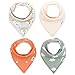 Baby Bandana Drool Bibs with Snaps for Girls, 4-Pack Organic Bib Set, Super Absorbent, Soft, & Stylish Baby Shower & Registry Gift by Matimati 