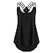 Wintialy Women Bandages Sleeveless Vest Top High Low Tank Top Notes Strappy Tank Tops Black