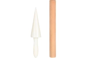 PRETYZOOM Wooden Baking Mold Set 2 Pieces 9.84 Inch Crepe Cone Rollers and Egg Roll Maker Pastry Tools for Homemade Waffle Cone Maker Accessories