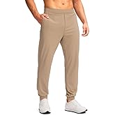 Soothfeel Men's Joggers with Zipper Pockets Golf Joggers Lightweight Sweatpants Athletic Workout Pants for Men Track 30" (Light Khaki, XL)