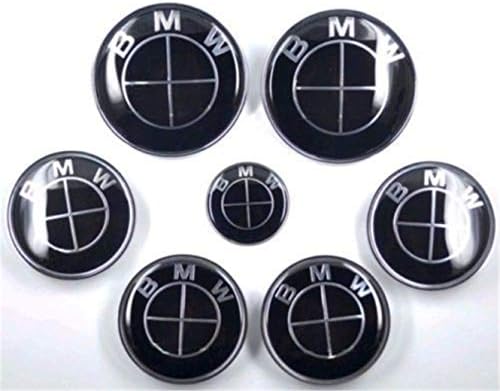 GANGJIANLAN 7pcs FIT for BMW² Black/White Badge Emblem Set Wheel Centre Caps e60 e61 e46 (1)