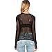 May&Maya Women's Long Sleeve Pure Mesh Blouse (M, Black)