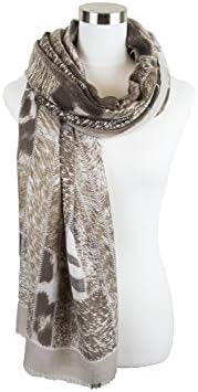 Womens Animal Color Block Pattern Printed Elegant and Soft Viscose Oblong Scarf (Taupe)