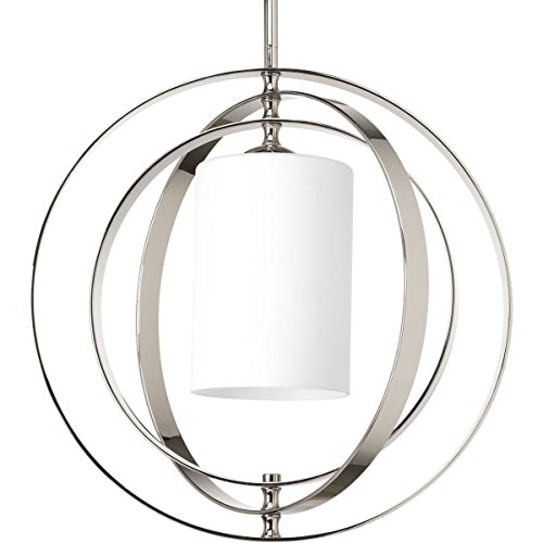 Progress LightingEquinox Medium Foyer Chandelier Light with Etched Opal Glass Shade, Polished Nickel, Item P7078-104