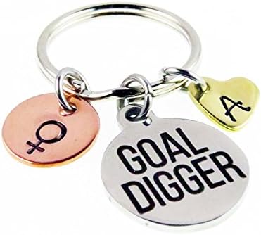 Goal Digger Hand Stamped Key Chain - Charm Mantra Accessory - Handstamped Jewelry - Unique Gifts for Her
