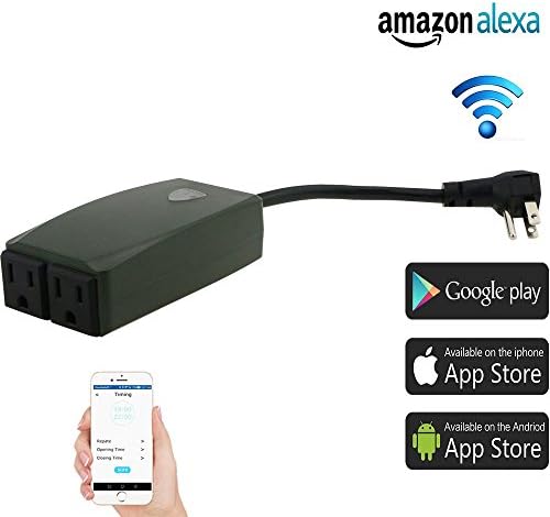 Smart Outlet Outdoor Wireless WIFI Remote Control Plugs Switch Socket Work with Amazon Alexa with Timing function