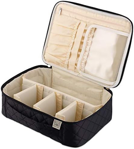 Travel Makeup Bag By Ellis James Designs - Elegant, Large Compartment Makeup Bags for Women - Safely Store Make up, Toiletries, Cosmetics And Travel In Style - Ideal Luxurious Gift For Women - Black