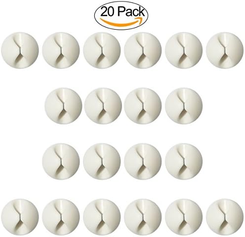 Adywe 20 Pack Desktop tough adhesive Cable Clips Holders, One Channel Cord Management System for Your Wires, Desktop Cable Organizers & Computer, Electrical, Charging or Mouse, usb cord (White)