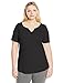 Just My Size Women's Plus-Size Solid Split Neck Shirttail Hem Tee, Ebony, 2X
