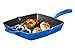 Bruntmor Pre-Seasoned 10 Inch Blue Square Cast Iron Pan | Indoor Grill | Cast iron Skillet Flat Top Grill with Easy Grease Draining for Grilling Bacon, Steak, and Meats, Stove, Fire and Microwave Safe