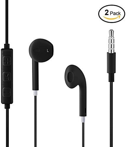 Wired Headphone Smartphone Earpods Earbuds Earphones Handsfree with Mic, Volume Control for iPhone 4, 5, 6 6 Plus, IPad, iPod Samsung, LG, HTC, and other smartphone models (Black)