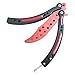 Butterfly Training Knife Enhanced Curved Stainless Steel Knives Blunt Practice Folding Dull Pocket Trainer Tool (Red)