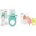 Frida Baby Push Pop Feeder, Baby Fruit Feeder + 4-in-1 Teether Teething Toy 100% Food-Grade Silicone Food Pacifier and Teether Toy for Baby 0-6, 12, 18 Months Infant