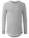 URBANCREWS Mens Hipster Hip Hop Longline Long Sleeve Crewneck T-Shirt Hgray, L