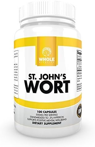 St. John's Wort 500Mg, .3% Standardized Hypericin Extract, 100 Easy to Swallow Capsules by Whole Vitality by Whole Vitality