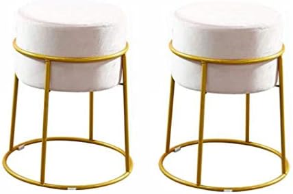 BYCSD Modern Simple Vanity Stool Wrought Iron Round Makeup Stool Shoe Bench Removable Fabric Cover，pack Of 2 (Color : Light pink)
