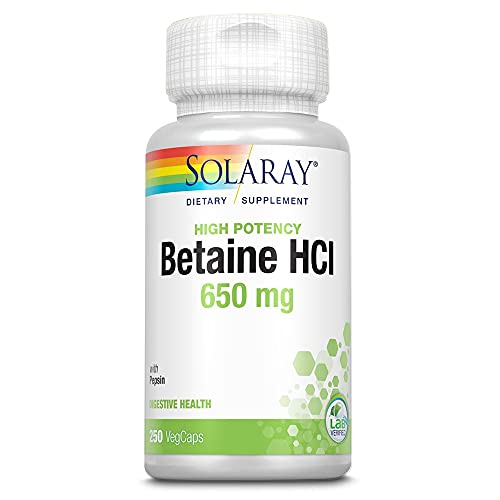 Solaray Betaine HCL with Pepsin, High Potency Hydrochloric Acid Formula