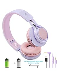 Riwbox WT 7S audífonos estéreo plegables con Bluetooth y luces, inalámbricos, con micrófono y control de volumen para computadora, teléfonos celulares, TV y iPad., Púrpura