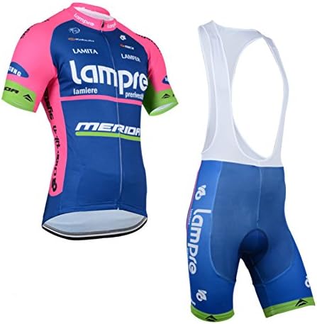2014 Outdoor Sports Pro Team Men's Short Sleeve Lampre Cycling Jersey and Bib Shorts Set Blue