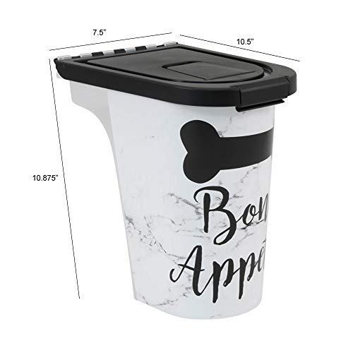 Paw Prints Plastic Pet Food Bin, Bone Appetit Design, 7 LB