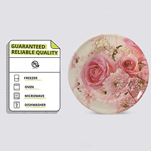 Gallery99 High Grade Beautiful Flower-Round Melamine Quarter Serving Dinner Plates Dishwasher-Safe Break-Resistant for Home & Kitchen, Restaurant Use - Full Size, Vintage Design (Pink/Set of 6) 3 Gallery99 High Grade Beautiful Flower-Round Melamine Quarter Serving Dinner Plates Dishwasher-Safe Break-Resistant for Home & Kitchen, Restaurant Use - Full Size, Vintage Design (Pink/Set of 6) - Image 3