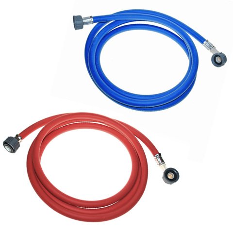 Electruepart Set of 2 Washing Machine Inlet Fill Hoses Red/Blue, 2.5m