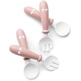 BabyBj&ouml;rn Baby Spoon and Fork, 4 pcs, Powder Pink