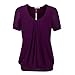 Simier Fariry Women's Pleated Front V/O Neck Mesh Blouse Tunic Tops