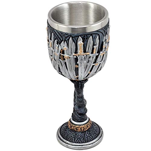 Medieval GOT Swords Wine Goblet D&D Game Dragon Collectible Iron Throne Chalice Cup Merchandise Drinking Vessel with Drip Ring